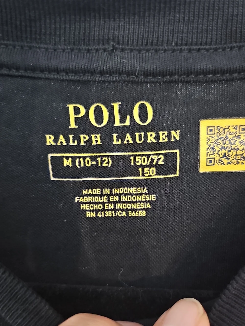 Ralph Lauren Black Tee with Red Big Polo Player and Sleeve Number